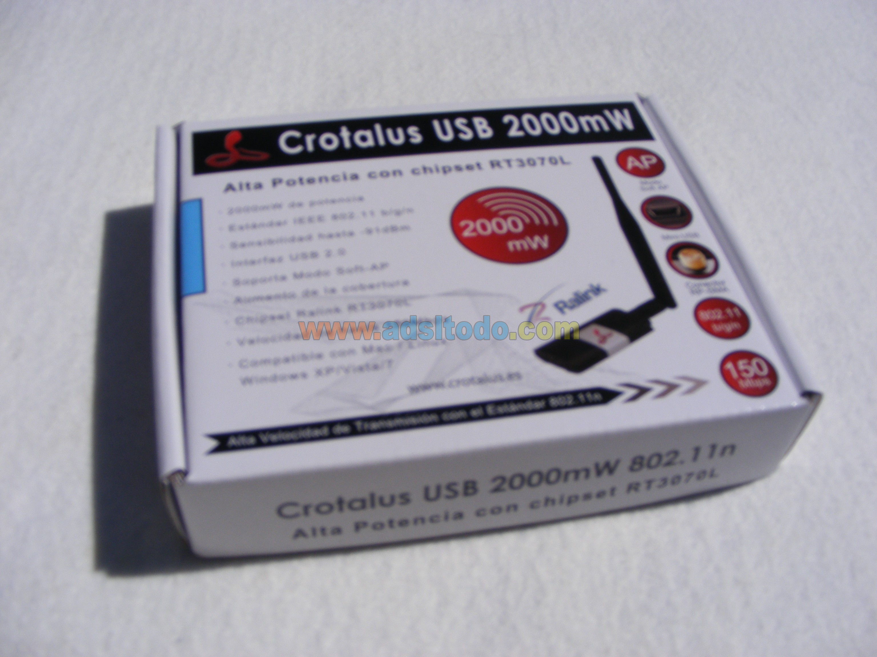 Adaptador wifi usb Crotalus USB 2000mW 802.11b/g/n Chipset Ralink 3070L