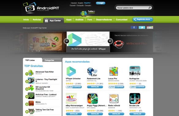 AndroidPIT, una alternativa para la descarga de aplicaciones para Android.